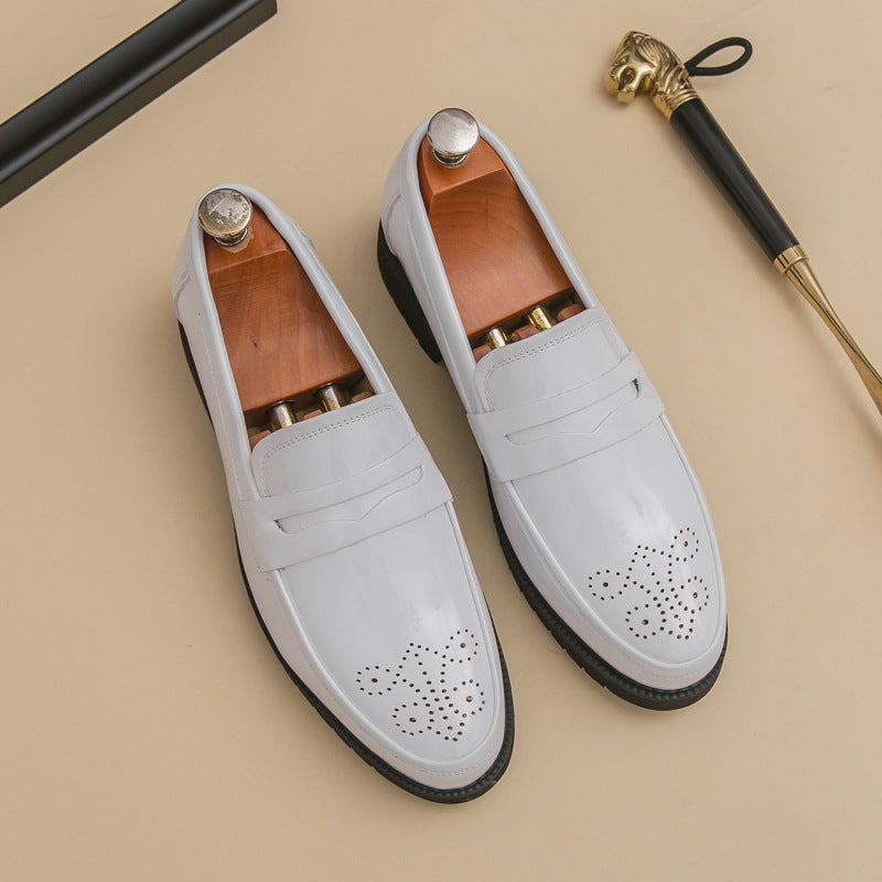 Autumn Men's Glossy Carved Leather Shoes